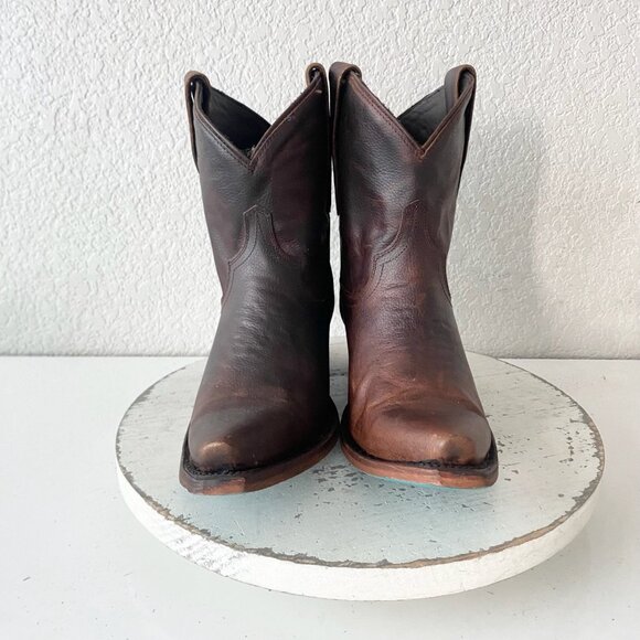 Lane EMMA JANE Womens Cowboy Bootie 9 Cognac Brown Western Cowgirl Short Boots - Picture 5 of 11